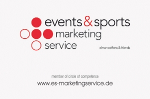 Referenz exklusive Visitenkarte mit partieller Lackierung, Events & Sports Marketing Service, Lubmin