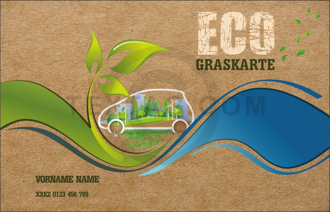 GRASKARTE "ECO" Kundenkarte Design Vorlage GK-2019-000136 - 50% aus Gras / Heu, bis zu 75 % Einsparung bei CO2-Emissionen