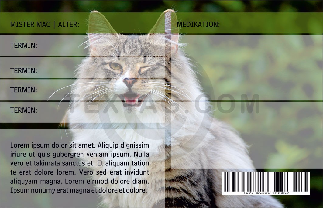 GRASKARTE "Notfallskarte für Katzen" Design Vorlage GK-2019-000138