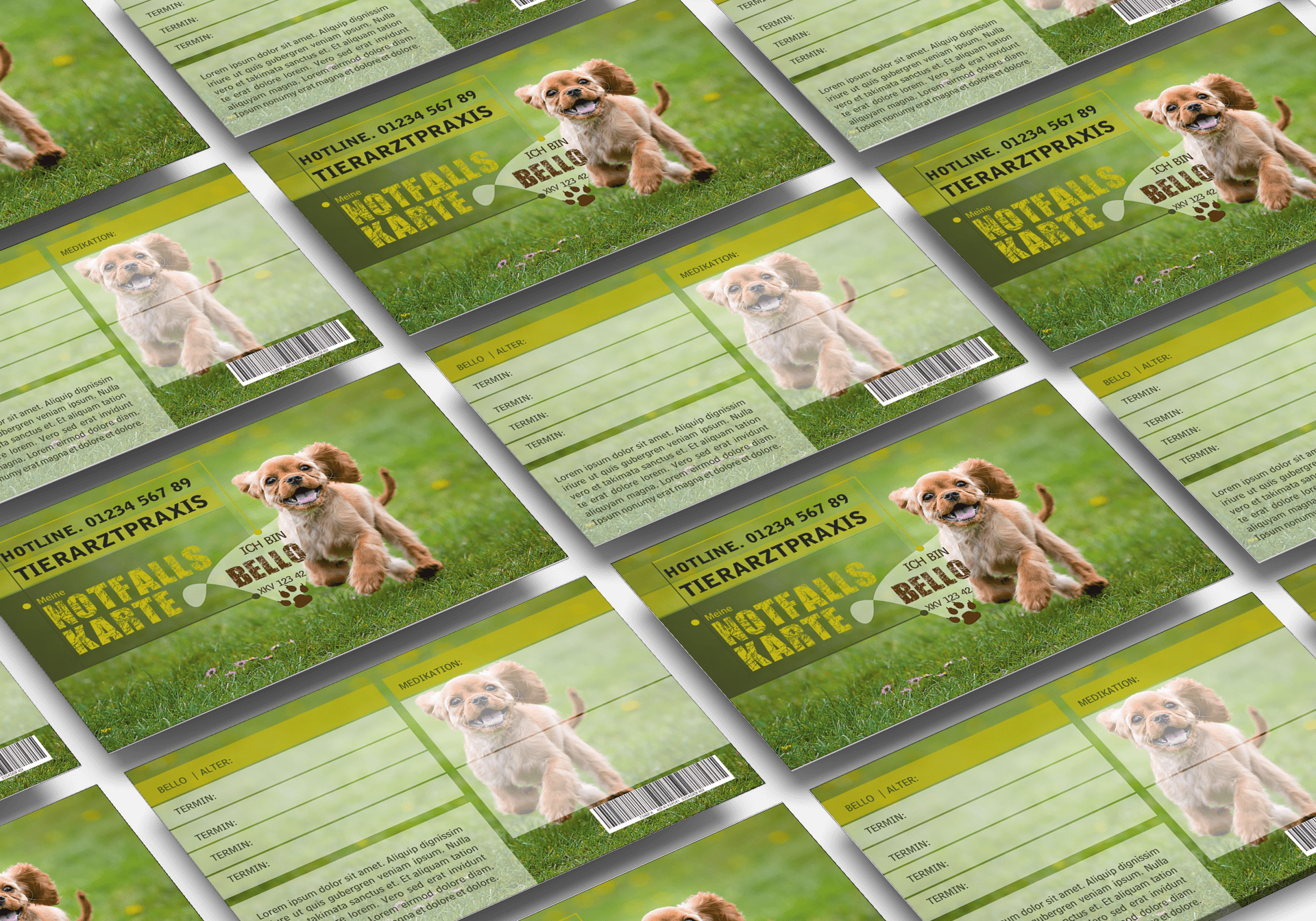 GRASKARTE "Notfallskarte für Hunde" Design Vorlage GK-2019-000137