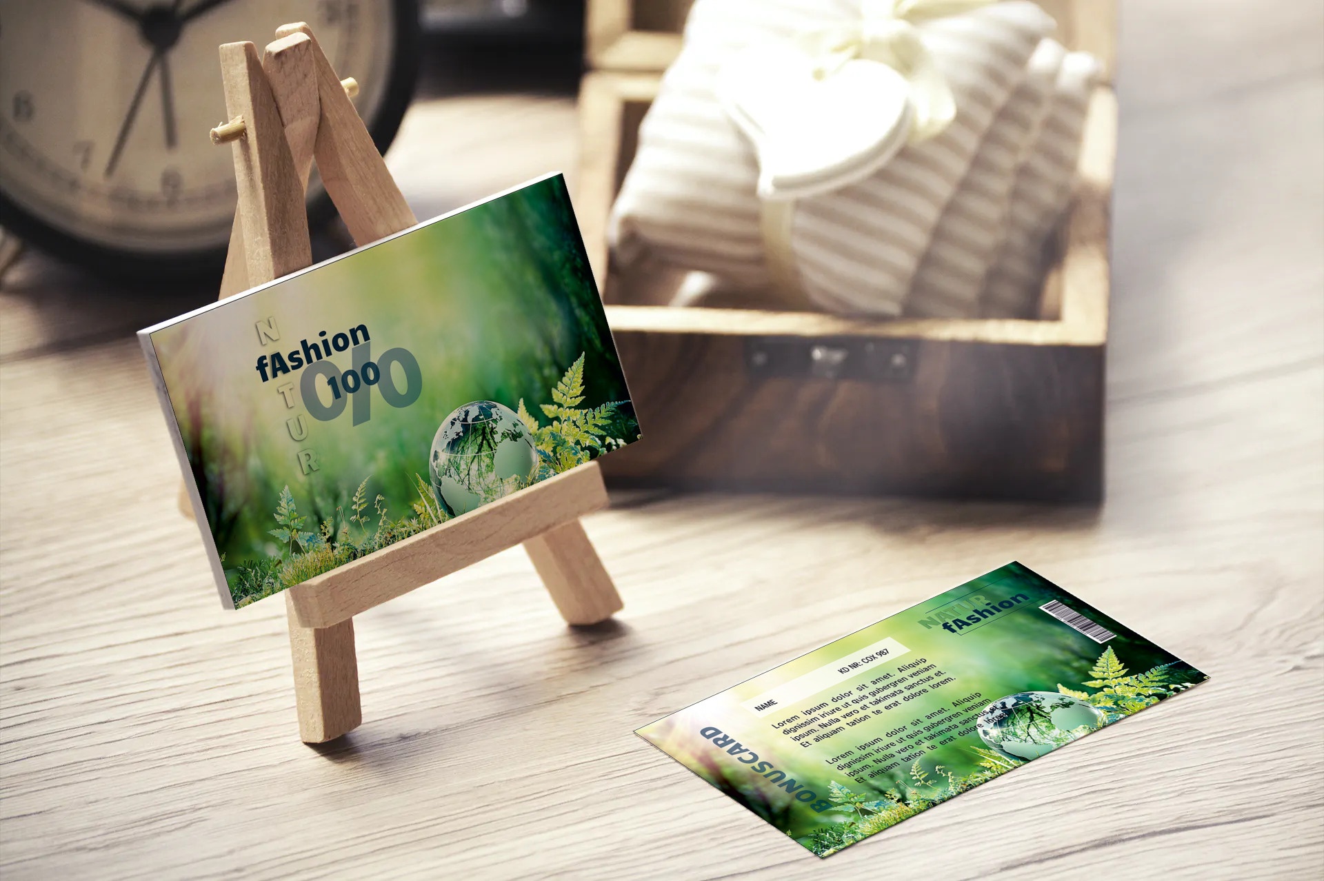 Kundenkarte GRASKARTE "Natur Fashion 100%" Design Vorlage GK-2019-000143-1