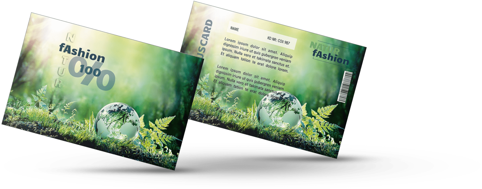 Kundenkarte GRASKARTE "Natur Fashion 100%" Design Vorlage GK-2019-000143-1