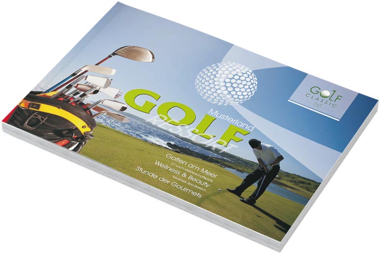Grafik Design Hotel Golfresort Broschürevorlage, Werbeagentur TEXTAG GROUP, Putbus auf Rügen