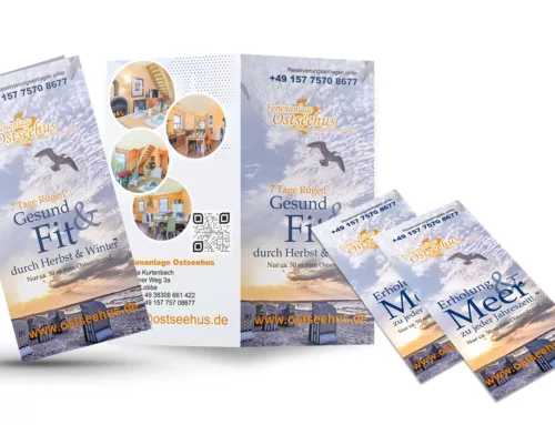 Flyer, Firmenschild und Fotografie – Grafikdesign Referenz – Ferienanlage Ostseehus, Lobbe