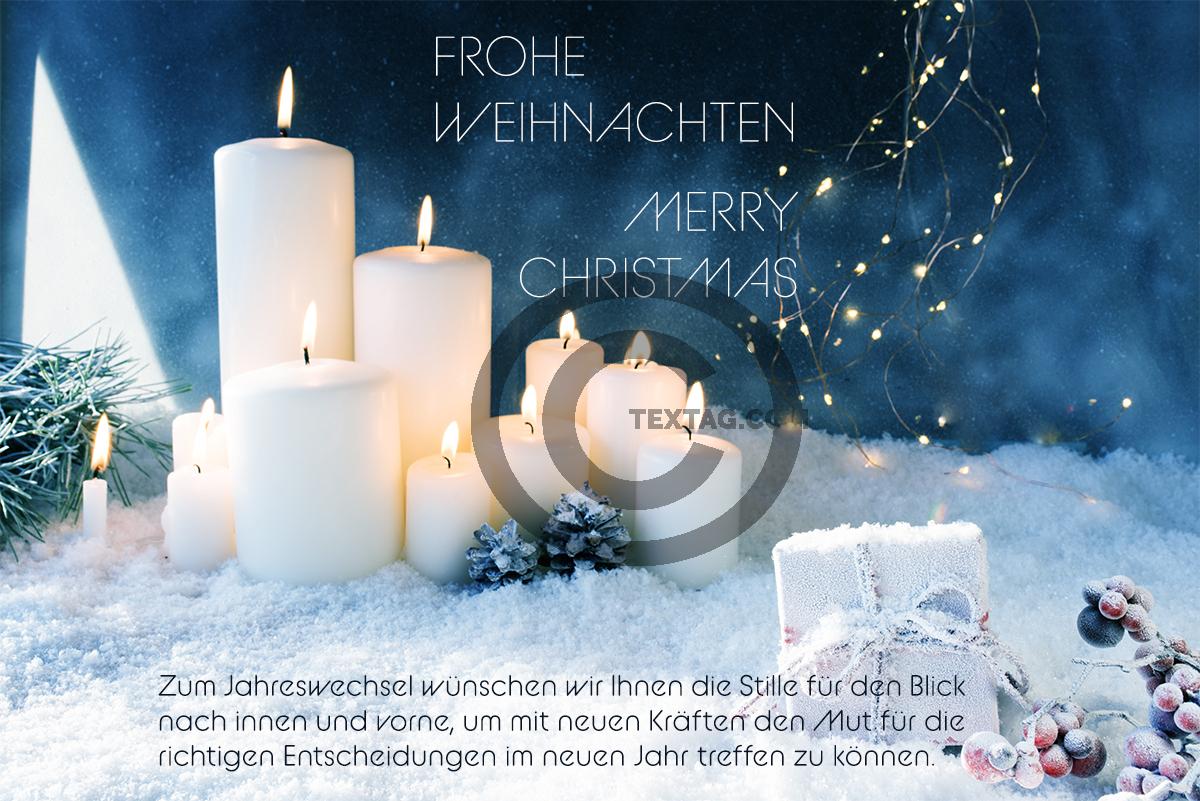 edle geschäftliche Weihnachts E-Card mit Kerzen und Spruch, ohne Werbung (624) 