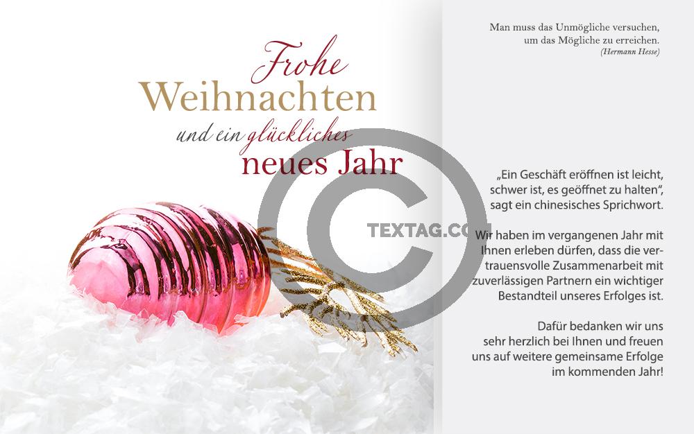 edle, digitale Weihnachts E-Card für Kunden in Hellgrau, Pink und Gold, mit Spruch, ohne Werbung (686) 
