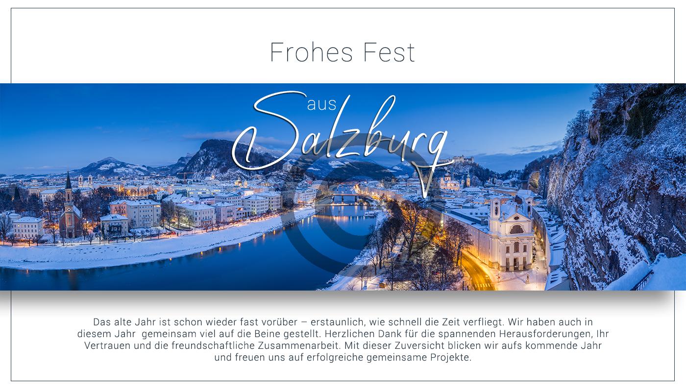 traumhafte geschäftliche Weihnachts E-Card von Salzburg, mit Spruch, ohne Werbung (767) 