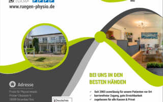 Grafik & Design Referenz Flyer & Visitenkarten - Praxis für Physiotherapie, Stefanie Jantzen Binz inkl. Druck und Druckbegleitung