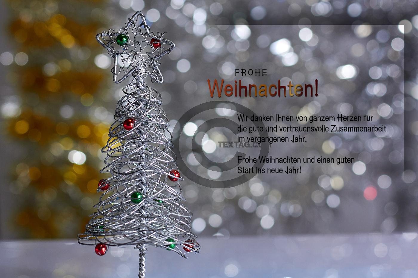 ausgefallene Weihnachts E-Card mit silbernen Draht-Weihnachtsbaum mit Spruch, ohne Werbung (889) 