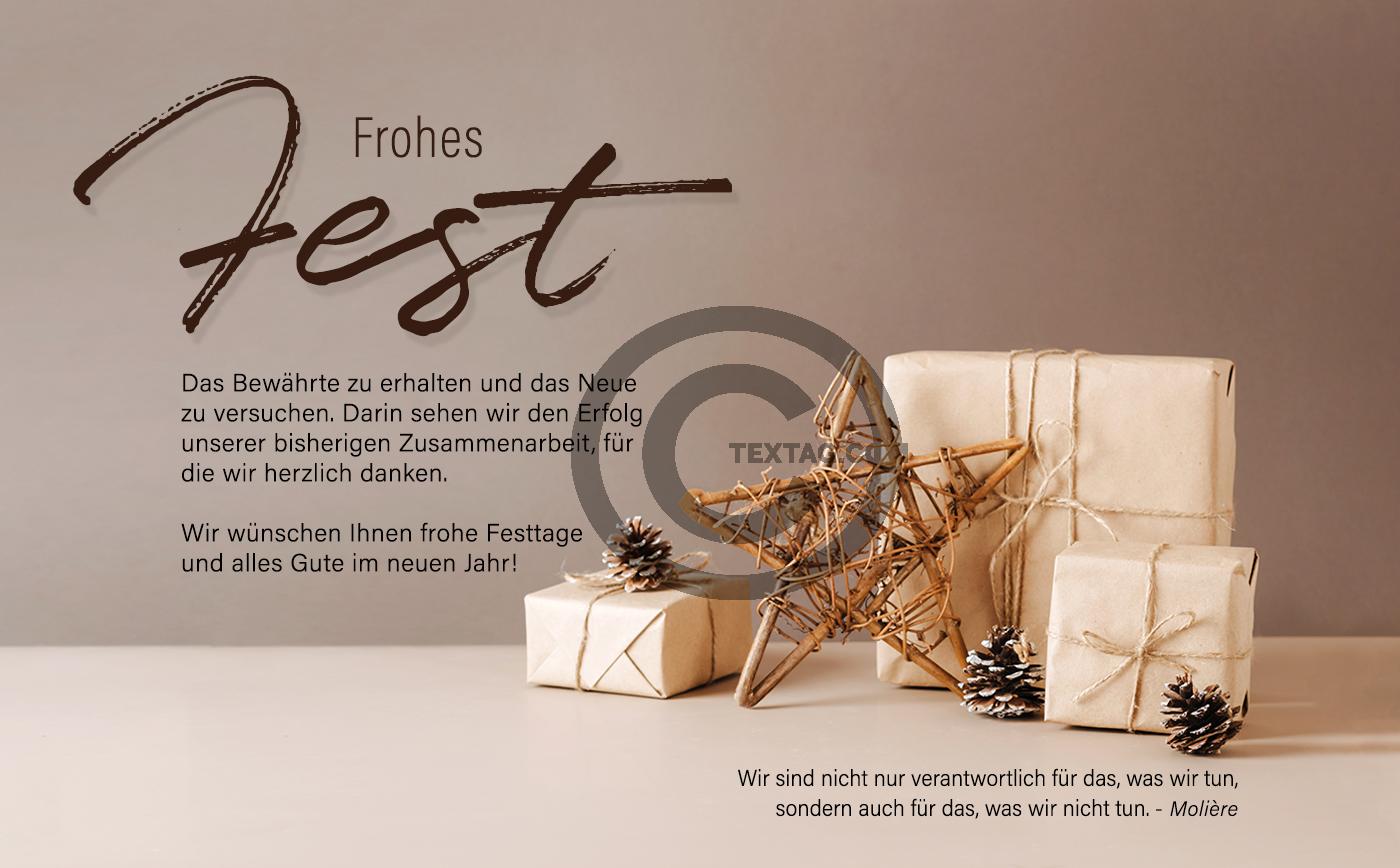 geschäftliche, digitale Weihnachtskarte “Frohes Fest” ohne Werbung, mit Spruch (922) 
