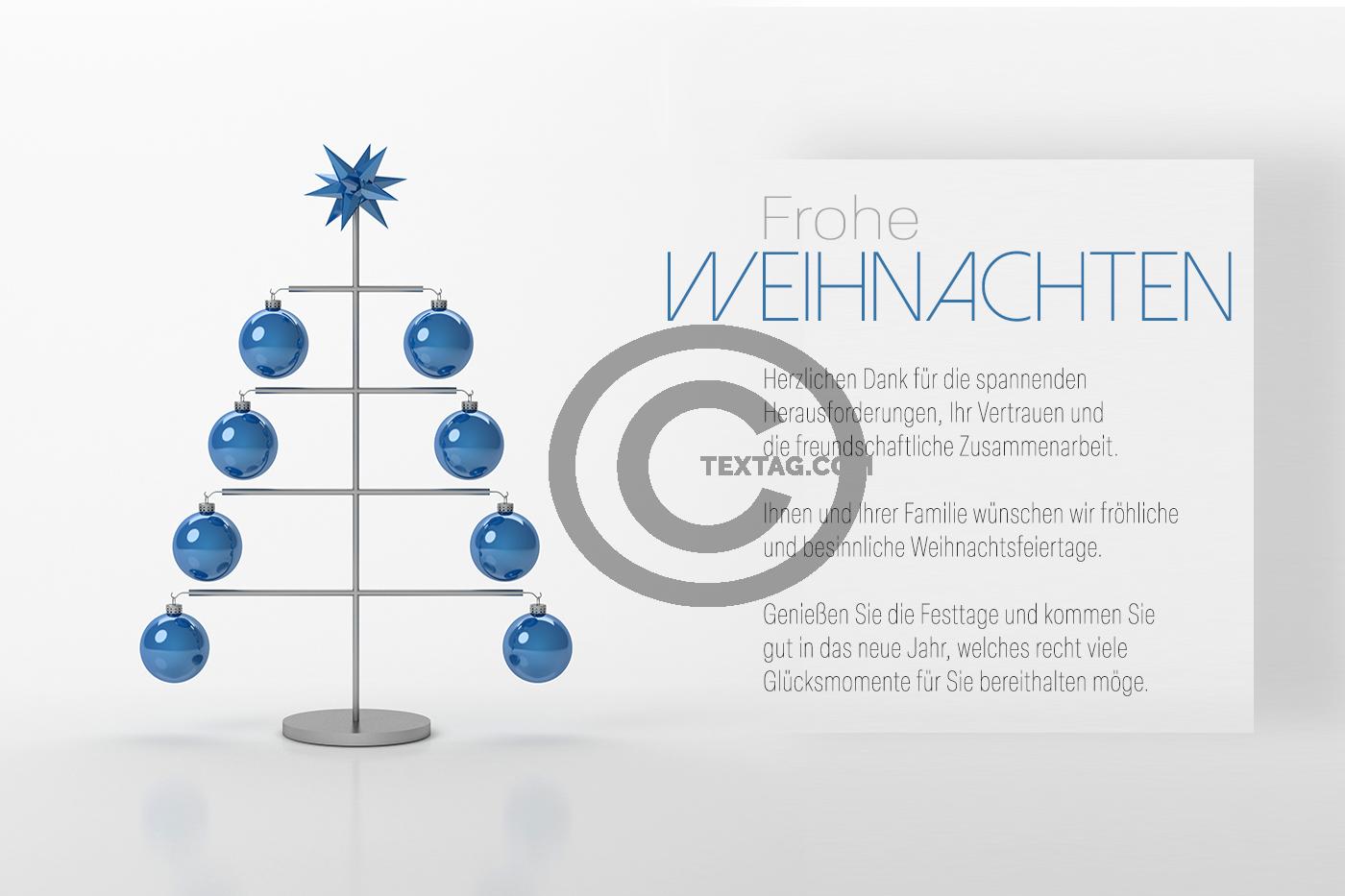 stylische umweltfreundliche, Weihnachts E-Card in Blau & Edelstahl, mit Spruch, ohne Werbung (936) 