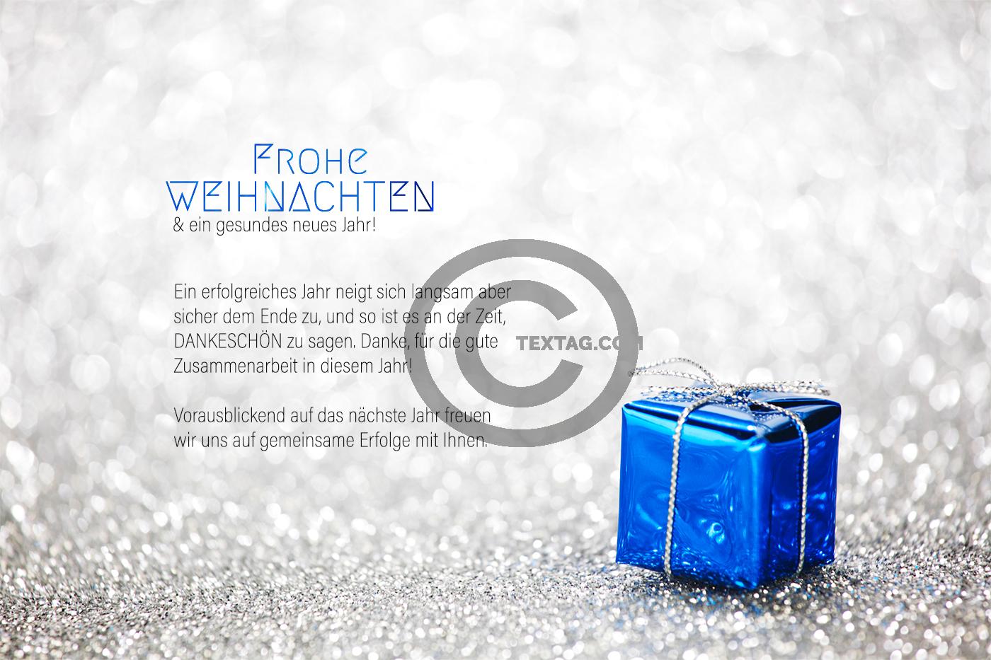 stylische Weihnachts E-Card für Kunden in Blau & Silber, ohne Werbung, mit Spruch (940) 