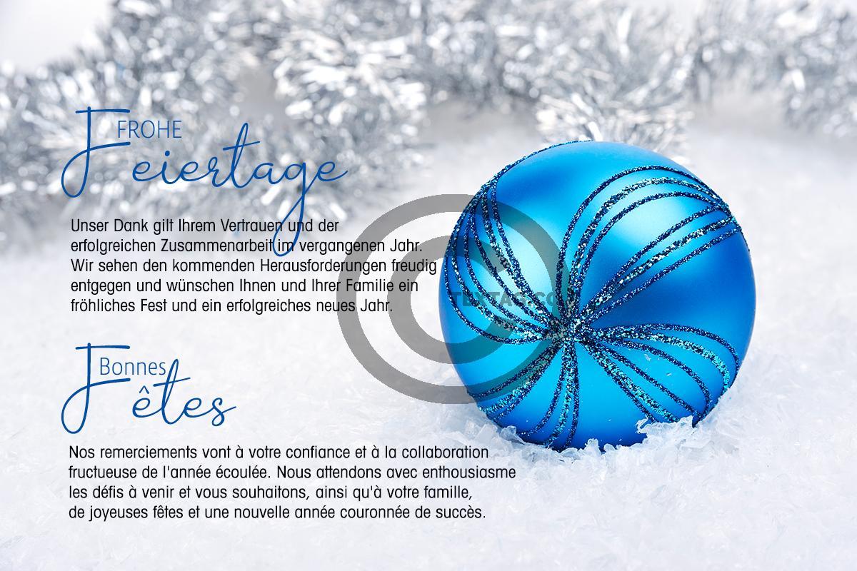 umweltfreundliche Business Weihnachts E-Card, ohne Werbung, mit mehrsprachigen Spruch DE/FR (1116) 