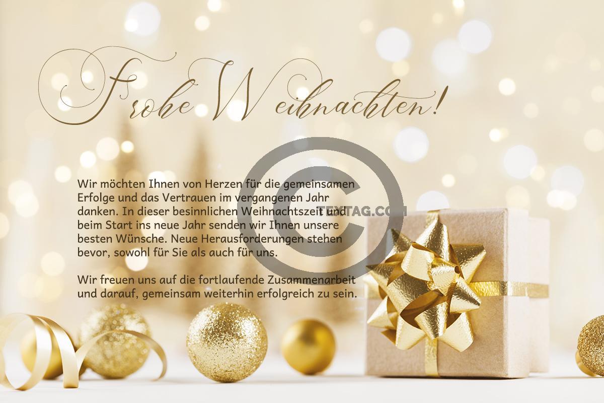 umweltfreundliche geschäftliche Weihnachts-E-Card mit goldenen Kugeln, mit Spruch und ohne Werbung (1123) 