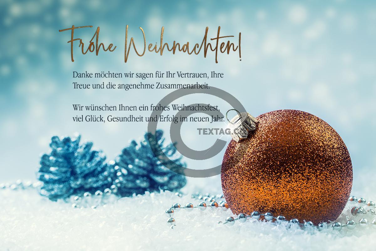 sehr elegante geschäftliche & umweltfreundliche Weihnachts E-Card in Türkis & Bronze, mit Spruch, ohne Werbung (1308) 